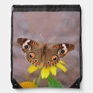 Beautiful Butterfly on Yellow Flower  Drawstring Bag