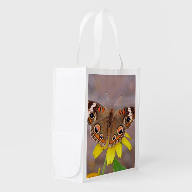 Beautiful Butterfly on Yellow Flower  Grocery Bag (Front Side)