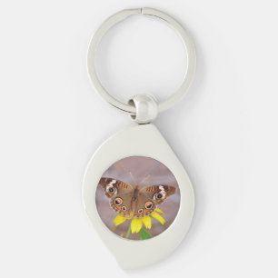 Beautiful Butterfly on Yellow Flower Keychain