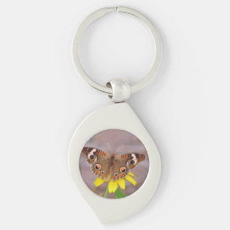 Beautiful Butterfly on Yellow Flower Keychain