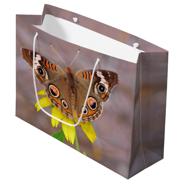 Beautiful Butterfly on Yellow Flower  Large Gift Bag (Front Angled)