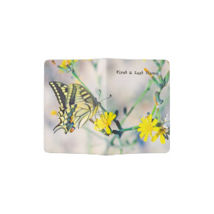 Beautiful Butterfly on Yellow Flower Passport Holder