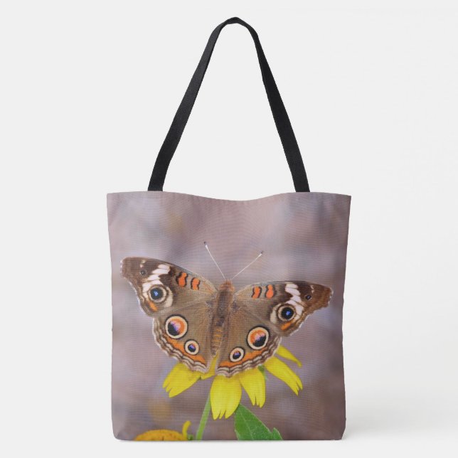Beautiful Butterfly on Yellow Flower  Tote Bag (Back)