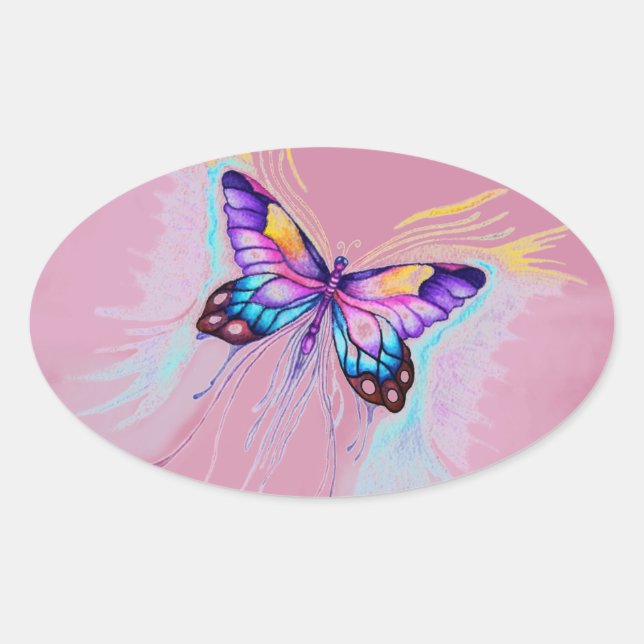 Beautiful Butterfly Oval Sticker (Front)