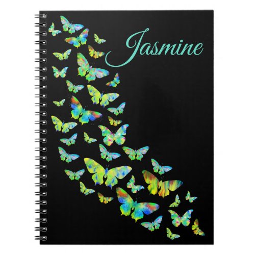 Beautiful butterfly pattern personalized teal notebook