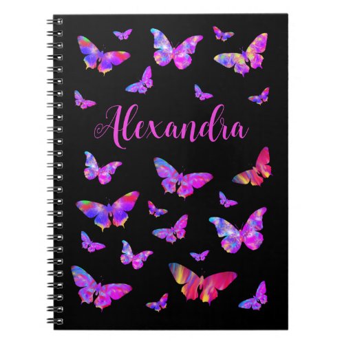 Beautiful butterfly pattern pink name notebook