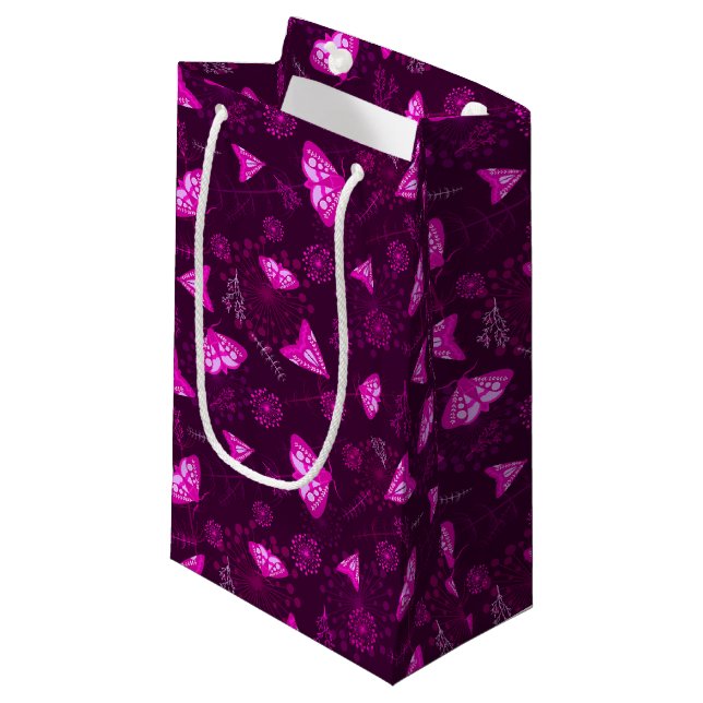 Beautiful Butterfly pattern pink Small Gift Bag (Front Angled)