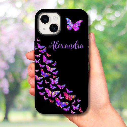 Beautiful Butterfly Pattern Purple add Name Case_Mate iPhone 14 Case