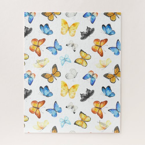 Beautiful Butterfly Pattern with Name Jigsaw Puzzle