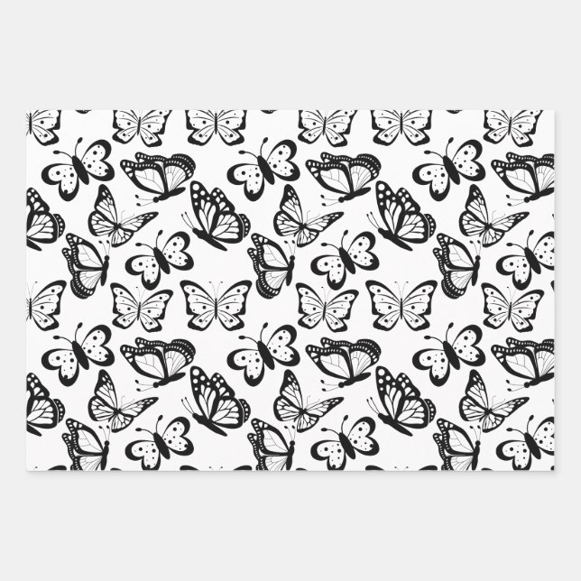 Beautiful Butterfly Pattern Wrapping Paper Sheets (Front)