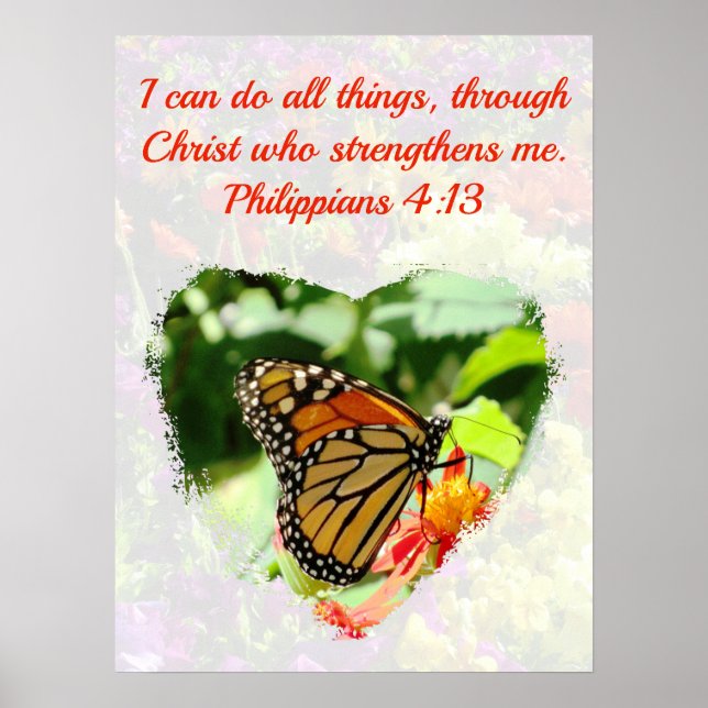BEAUTIFUL BUTTERFLY PHILIPPIANS 4:13 BIBLE VERSE POSTER (Front)