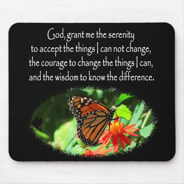 BEAUTIFUL BUTTERFLY PHOTO SERENITY PRAYER DESIGN MOUSE PAD (Front)