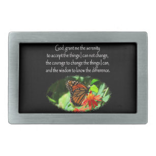 BEAUTIFUL BUTTERFLY PHOTO SERENITY PRAYER DESIGN RECTANGULAR BELT BUCKLE