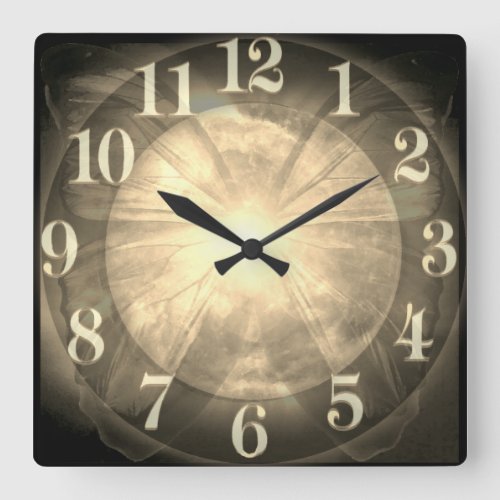 Beautiful Butterfly Planet Earth Glow Square Wall Clock