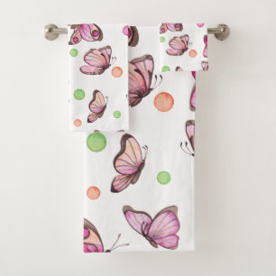 Beautiful Butterfly & Polka Dots - Bath Towel Set