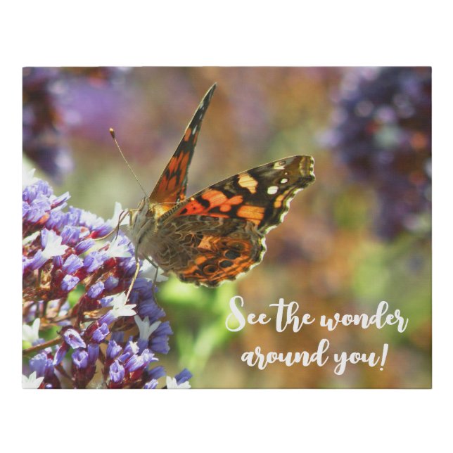 Beautiful butterfly pollinating flowers faux canvas print (Front)