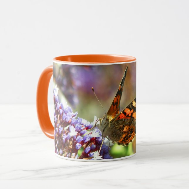 Beautiful Butterfly pollinating flowers Mug (Front Left)