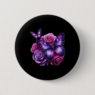 Beautiful Butterfly Purple Rose Butterfly Lovers G Button