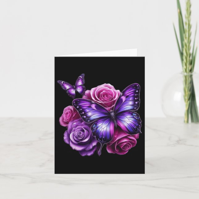 Beautiful Butterfly Purple Rose Butterfly Lovers G Card (Front)