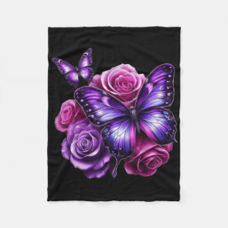 Beautiful Butterfly Purple Rose Butterfly Lovers G Fleece Blanket