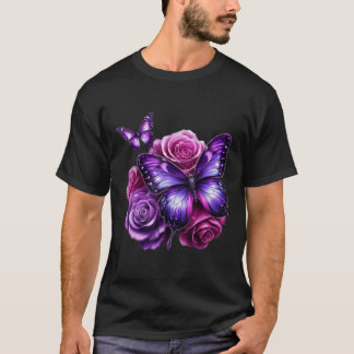 Beautiful Butterfly Purple Rose Butterfly Lovers G T-Shirt