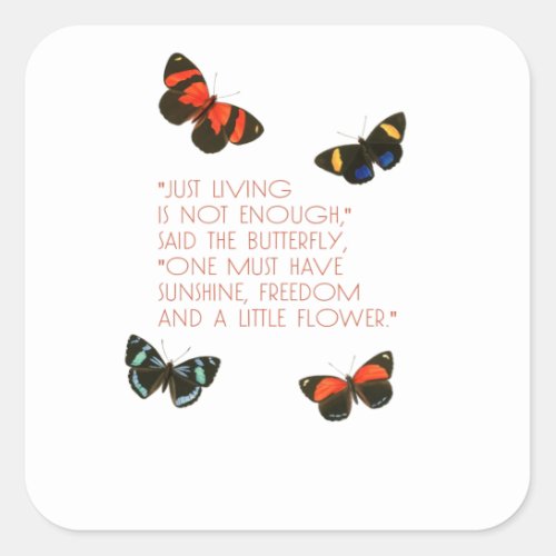 Beautiful Butterfly Quote Square Sticker