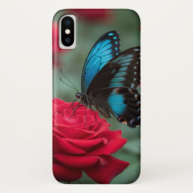 Beautiful Butterfly Red Rose - Case-Mate iPhone Case (Back)