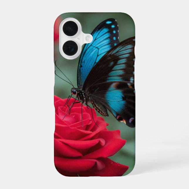 Beautiful Butterfly Red Rose - iPhone Case (Back)