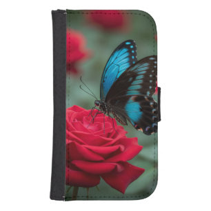 Beautiful Butterfly Red Rose -  Galaxy S4 Wallet Case