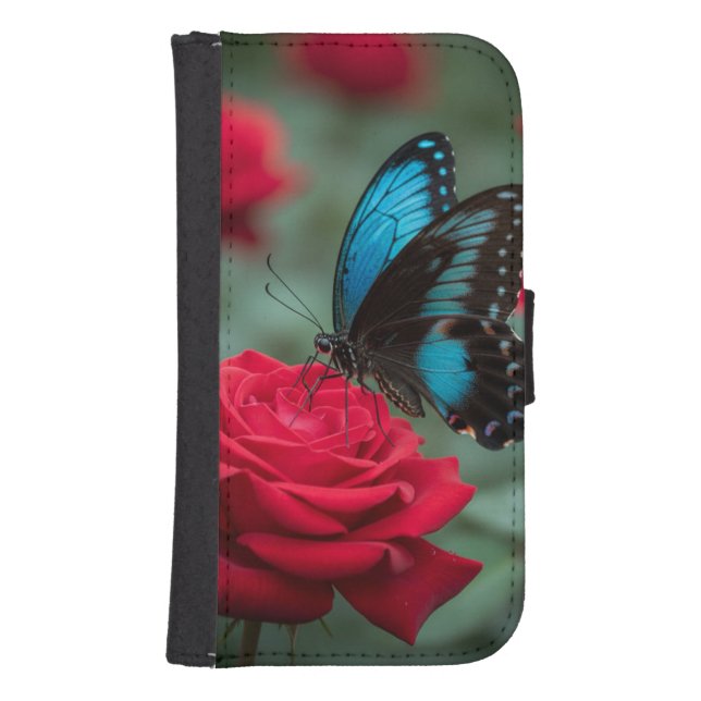 Beautiful Butterfly Red Rose -  Samsung Galaxy Wallet Case (Front)