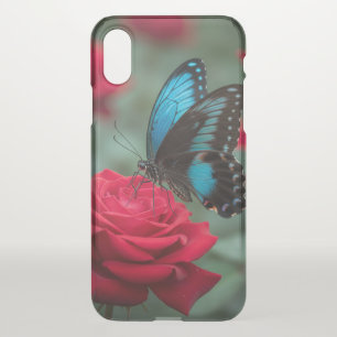 Beautiful Butterfly Red Rose - iPhone X Case