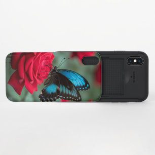 Beautiful Butterfly Red Rose - iPhone X Slider Case