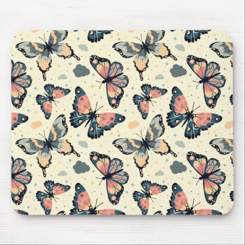 Beautiful Butterfly Repeat Pattern Mouse Pad