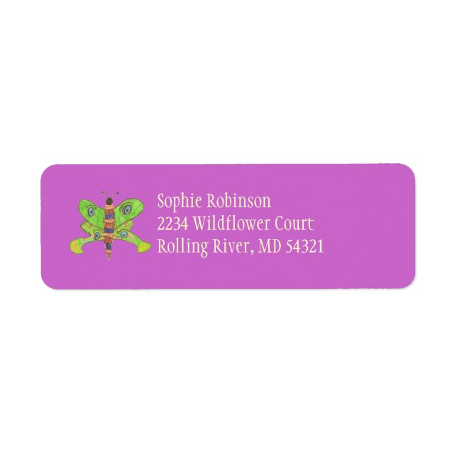 Beautiful butterfly return address label (Front)
