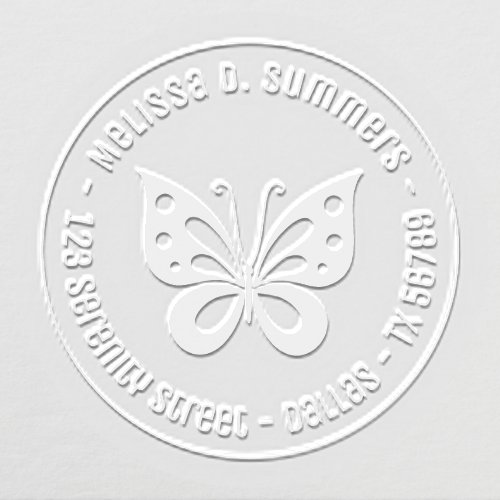 Beautiful Butterfly Round Address Embosser