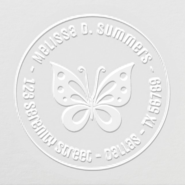 Beautiful Butterfly Round Address Embosser (Design)