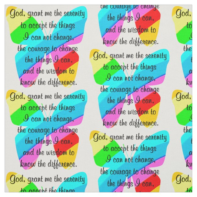 BEAUTIFUL BUTTERFLY SERENITY PRAYER DESIGN FABRIC (Swatch)