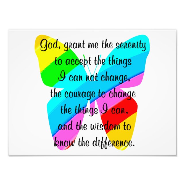 BEAUTIFUL BUTTERFLY SERENITY PRAYER DESIGN PHOTO PRINT (Front)