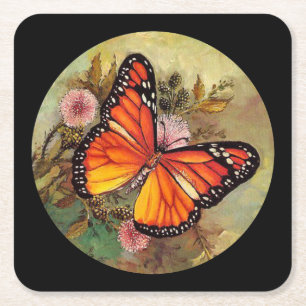 Beautiful Butterfly Square Paper Coaster