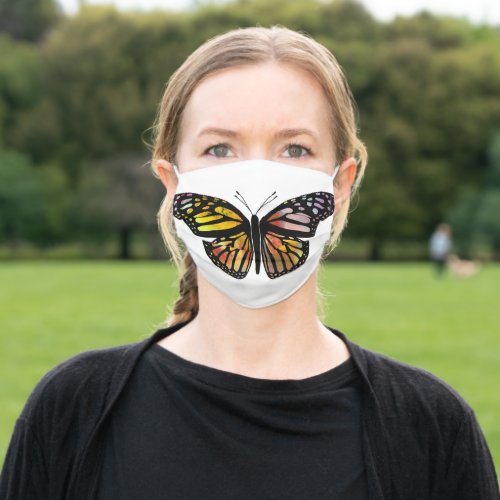 Beautiful Butterfly Watercolor Colorful Monarch Adult Cloth Face Mask