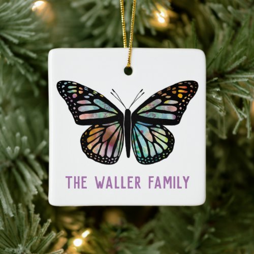 Beautiful Butterfly Watercolor CUSTOMIZE IT Family Ceramic Ornament