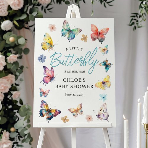 Beautiful Butterfly Watercolor Girl Baby Shower Foam Board