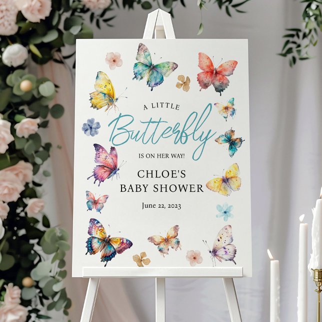 Beautiful Butterfly Watercolor Girl Baby Shower Foam Board (Creator Uploaded)
