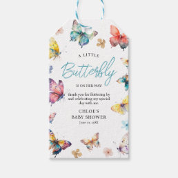 Beautiful Butterfly Watercolor Girl Baby Shower Gift Tags