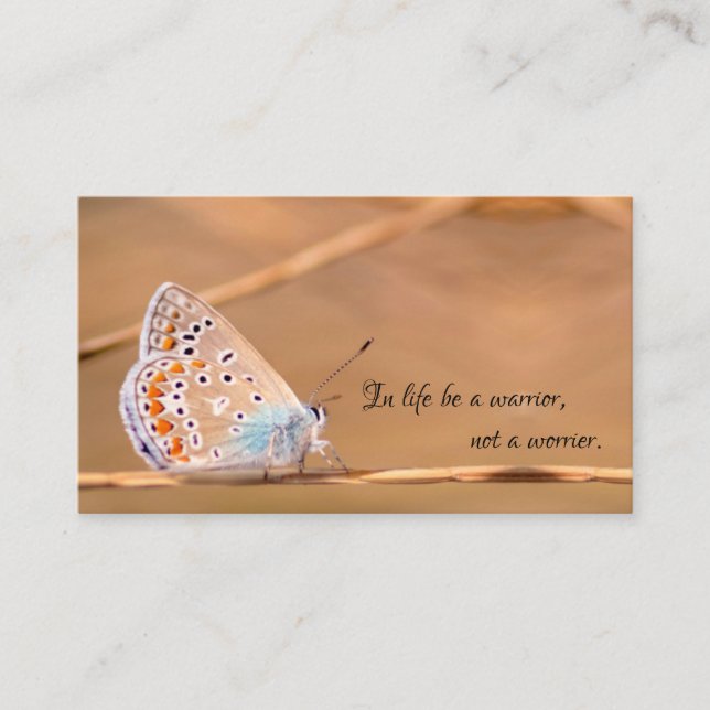 Beautiful butterfly with motivational quote busine business card (Front)