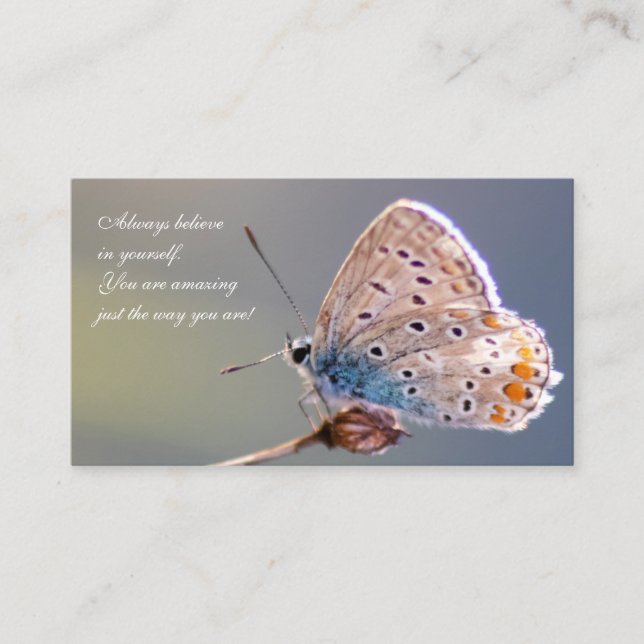 Beautiful butterfly with motivational quote business card (Front)