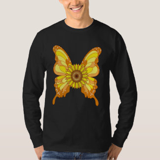 Beautiful Butterfly Yellow Flower Gardener Hippie T-Shirt