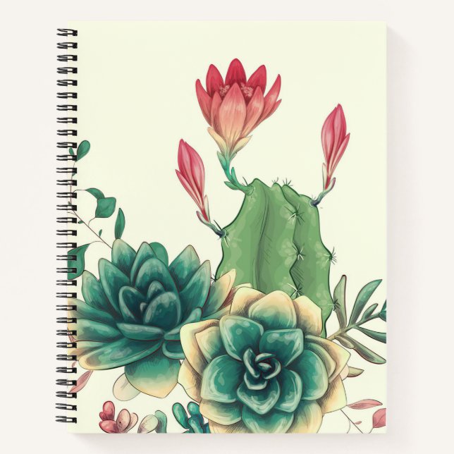 Beautiful Cactus With Flower Notebook (Front)