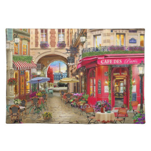 Beautiful Cafe Des Paris Fine Art Cloth Placemat