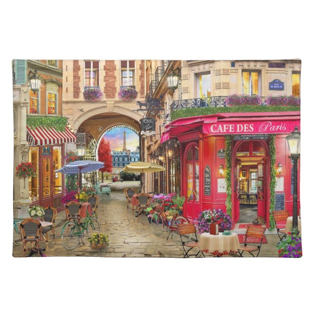 Beautiful Cafe Des Paris Fine Art Cloth Placemat (Front)